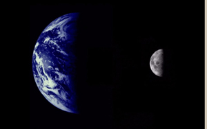 Earth and Moon from Mariner 10